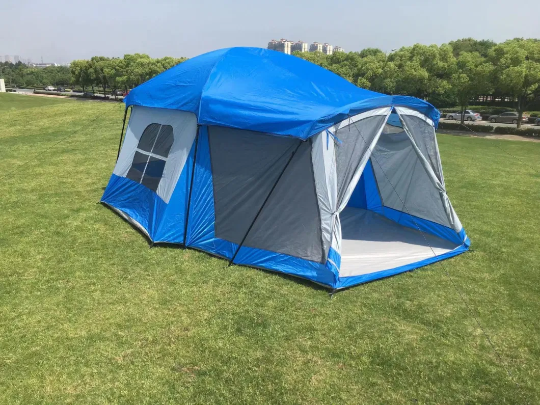 Waterproof Polyester High Density Mesh Unique Design Straight Wall Pop Large Space 10 Person Tent