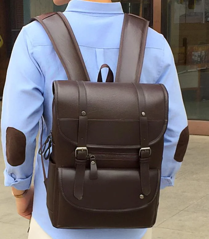 Customizable Designer Leather Backpack for Wholesale with Laptop Compartment