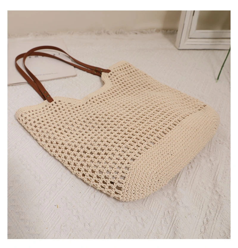 (WD3701) New Lazy Style Handheld Woven Bag with Cotton Line