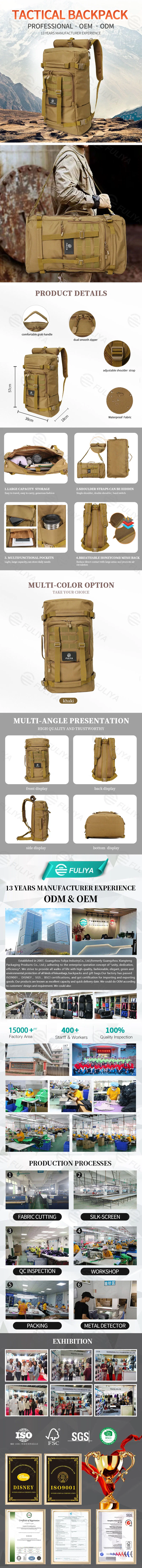 Fuliya Multifunctional Travel Mountain Backpacks for Hiking Custom Tactical Backpack Rucksack Waterproof
