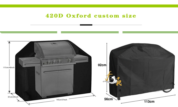 Custom 420d Oxford Cloth Outdoor Waterproof Barbecue Cover Garden Barbecue Cover