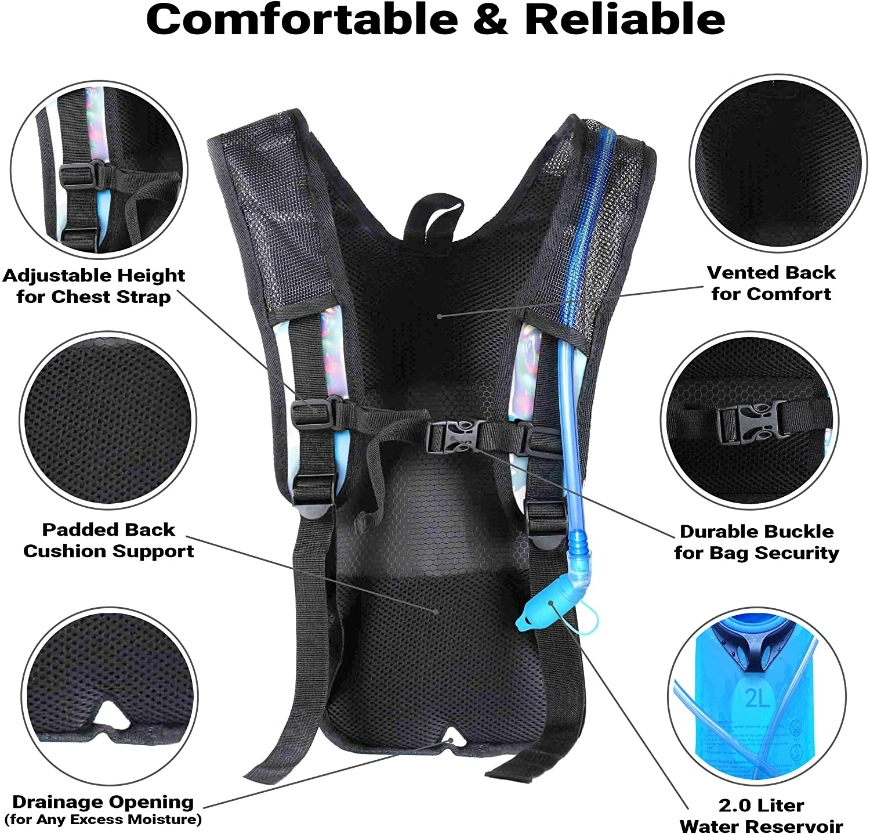 Custom Logo Hydration Pack Backpack Water Bag 2L Water Bladder