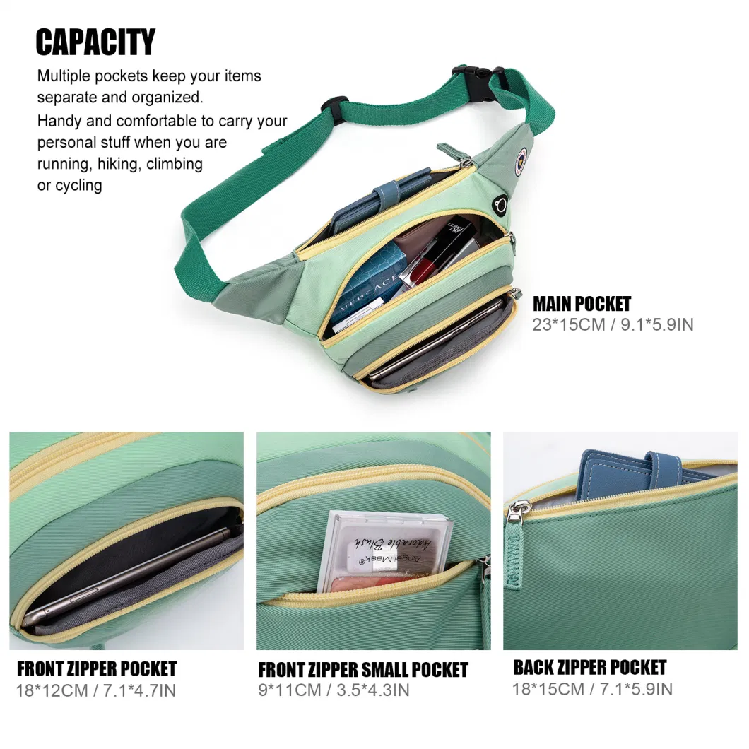 Fashion Female Water Resistant Casual Leisure Outdoor Sports Travel Hiking Running Riding Belt Waist Fanny Bag Pack (CY8808)
