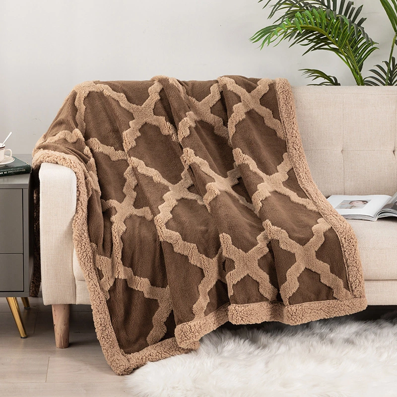 New Diamond-Shaped Jacquard Blanket Spring Thickened Lamb Down Blanket