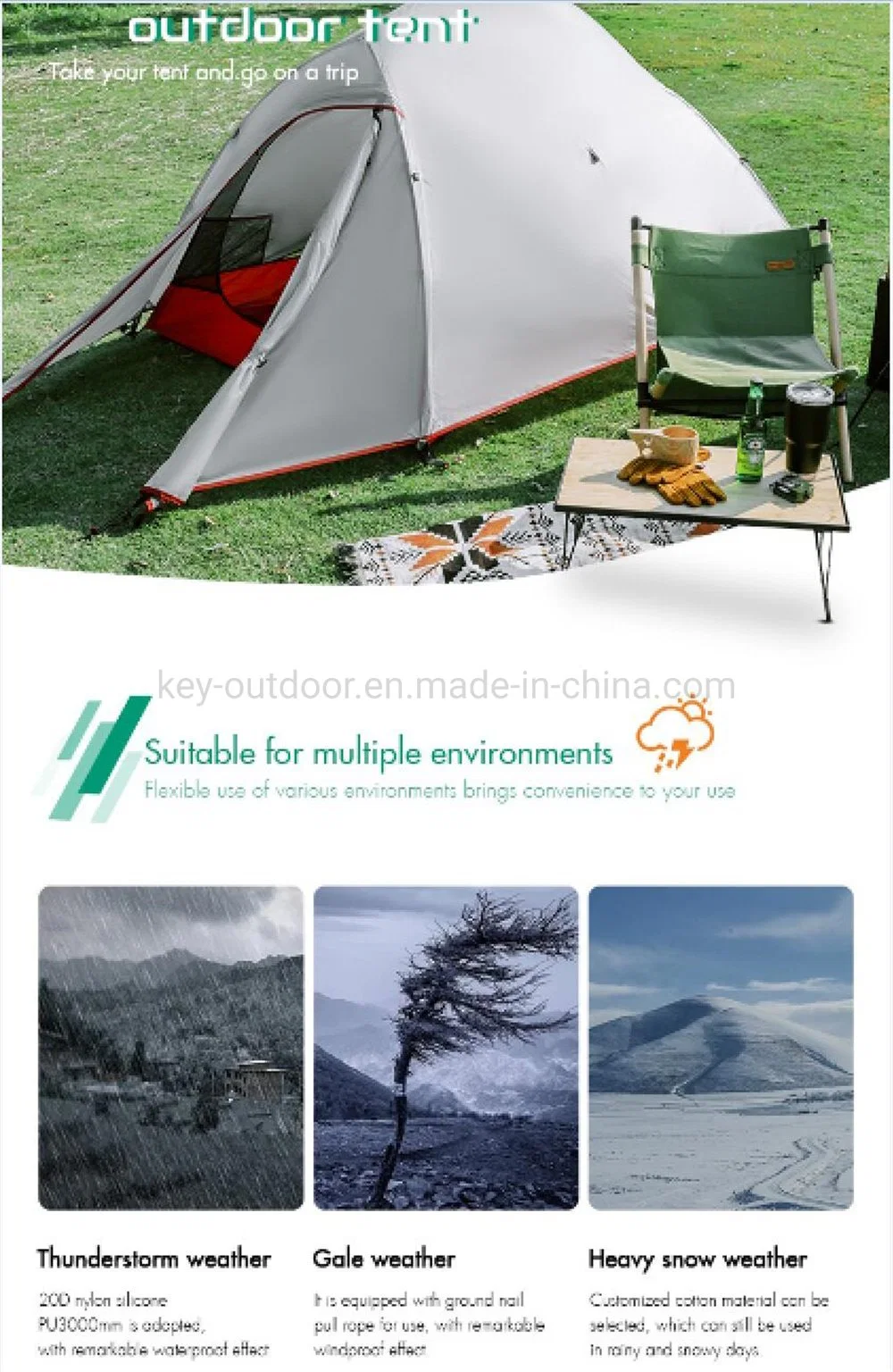 Upgraded Ultralight 2 Man Tent 20d Nylon Double Layers Aluminum Pole Outdoor Winter Camping Tent