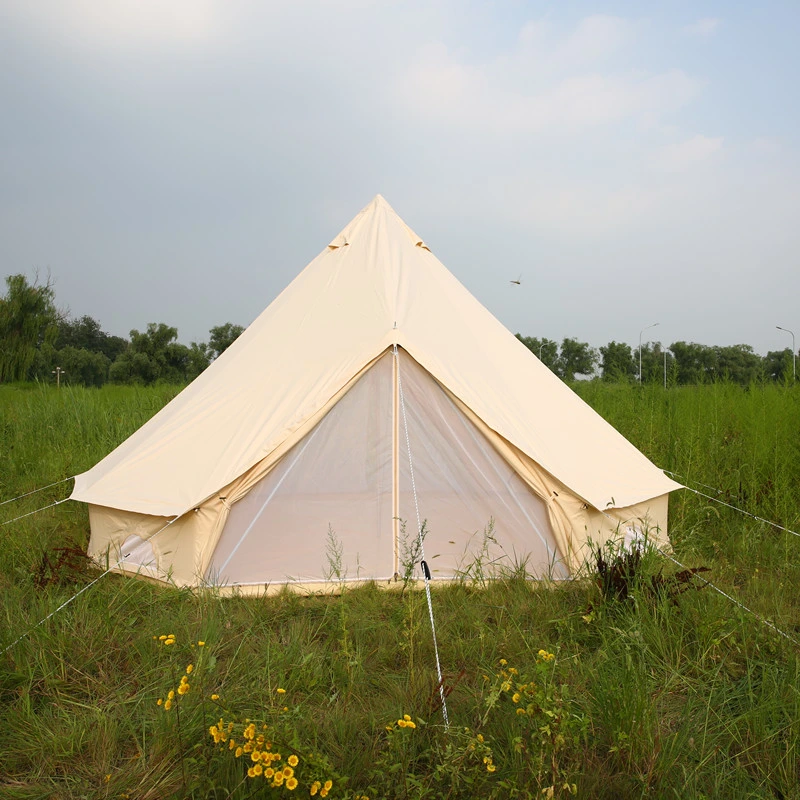 6-10 Persons Canvas Bell Tent Canopy Waterproof Outdoor Camping Tent