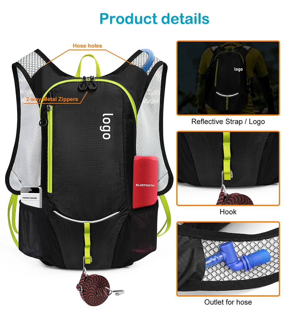 Cycling Hydration Bag with 2L Water Bladder Custom Logo Hiking Water Backpack