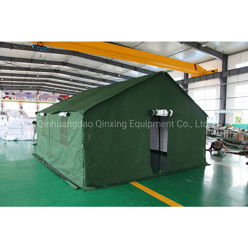 Europe/Africa Hot Sale Qx Factory 10, 20, 30, 40, 50 Persons Military Style Large Frame Cotton Tent