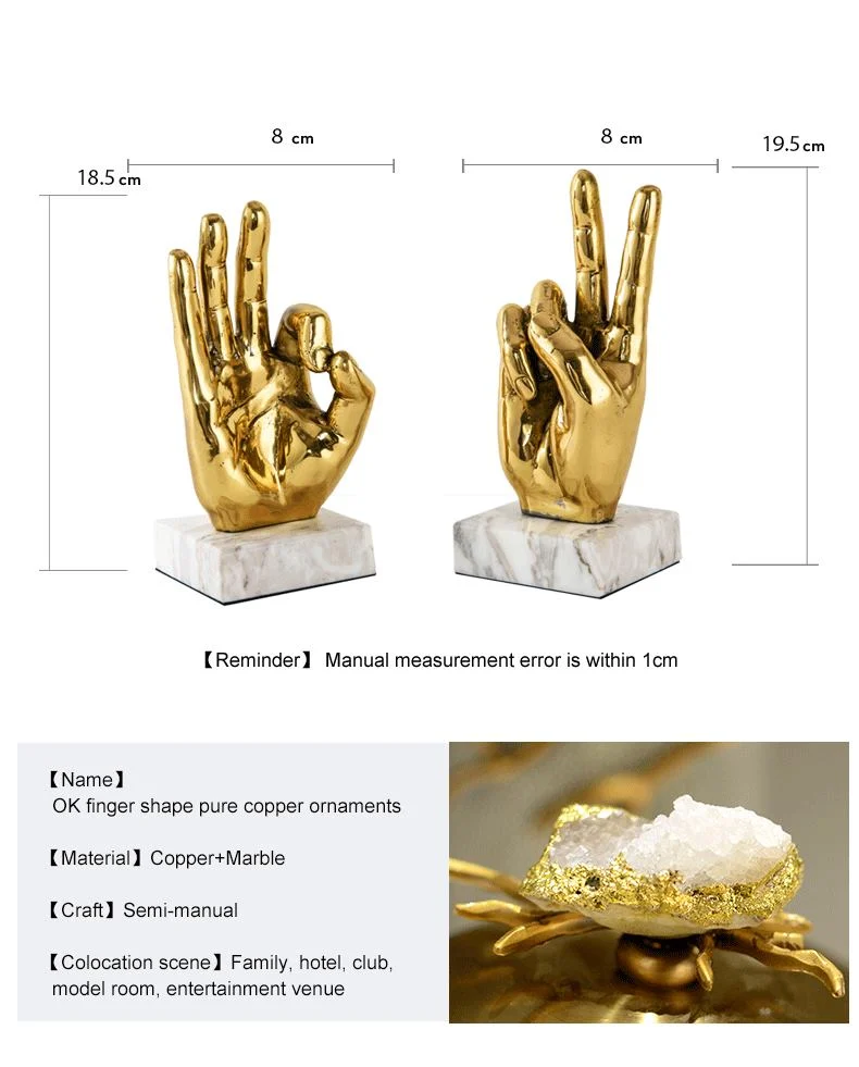 American Brass Gesture Shape Decorative Items Ornaments Personalized Office Desk Accessories