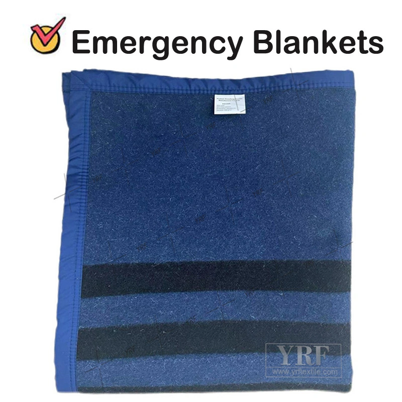 Military Style Blanket 50% Wool Grey Blue Camp Blanket Waterproof Fireproof Logo 600g 150X200cm Emergency Relief Shelter Isolation Thermal Blanket