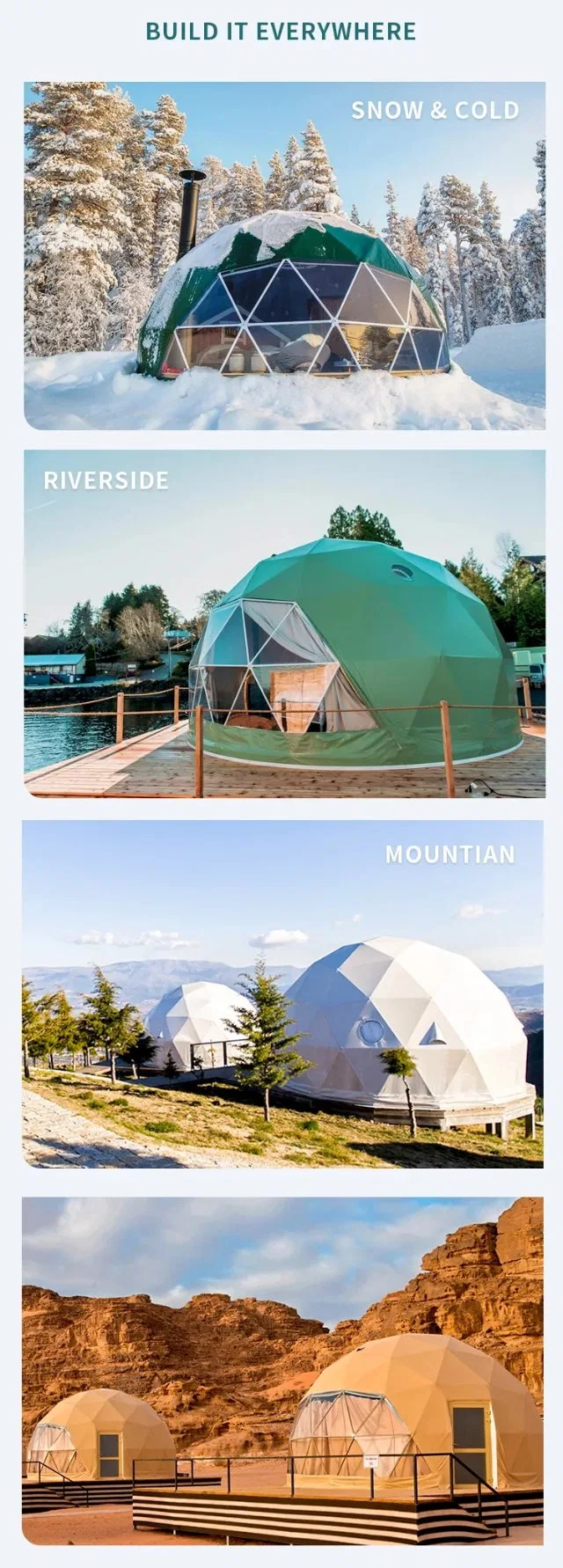 Outdoor Geodesic Dome Tent for Winter Snow and Desert Camping