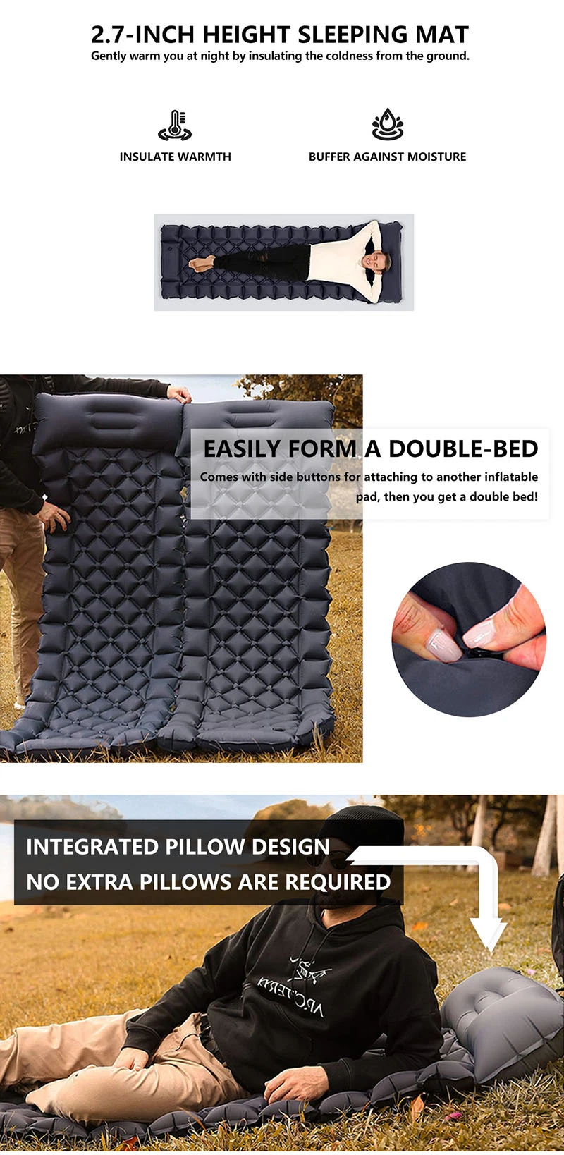 Good Quality Lightweight Self Inflating Camping Inflatable Ultralight Sleeping Pad/Mat/Mattress