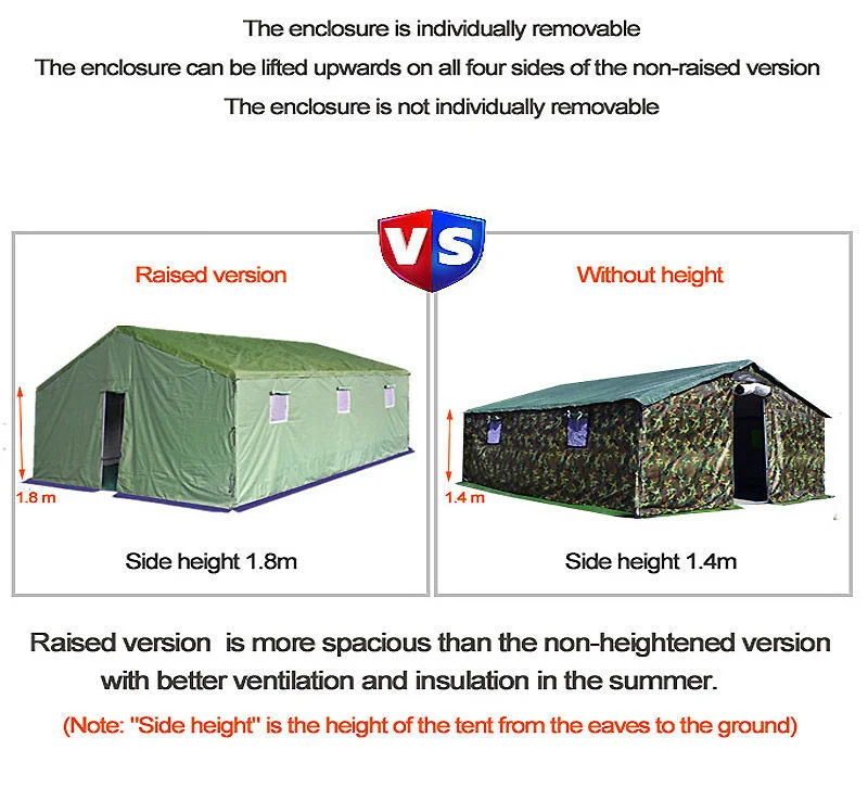 China Emergency Tent Relief Troops Style 10 Person Portable Waterproof Cheap Large Tent Waterproof Canvas Winter Tent Outdoor Cold-Proof Camouflage Tents