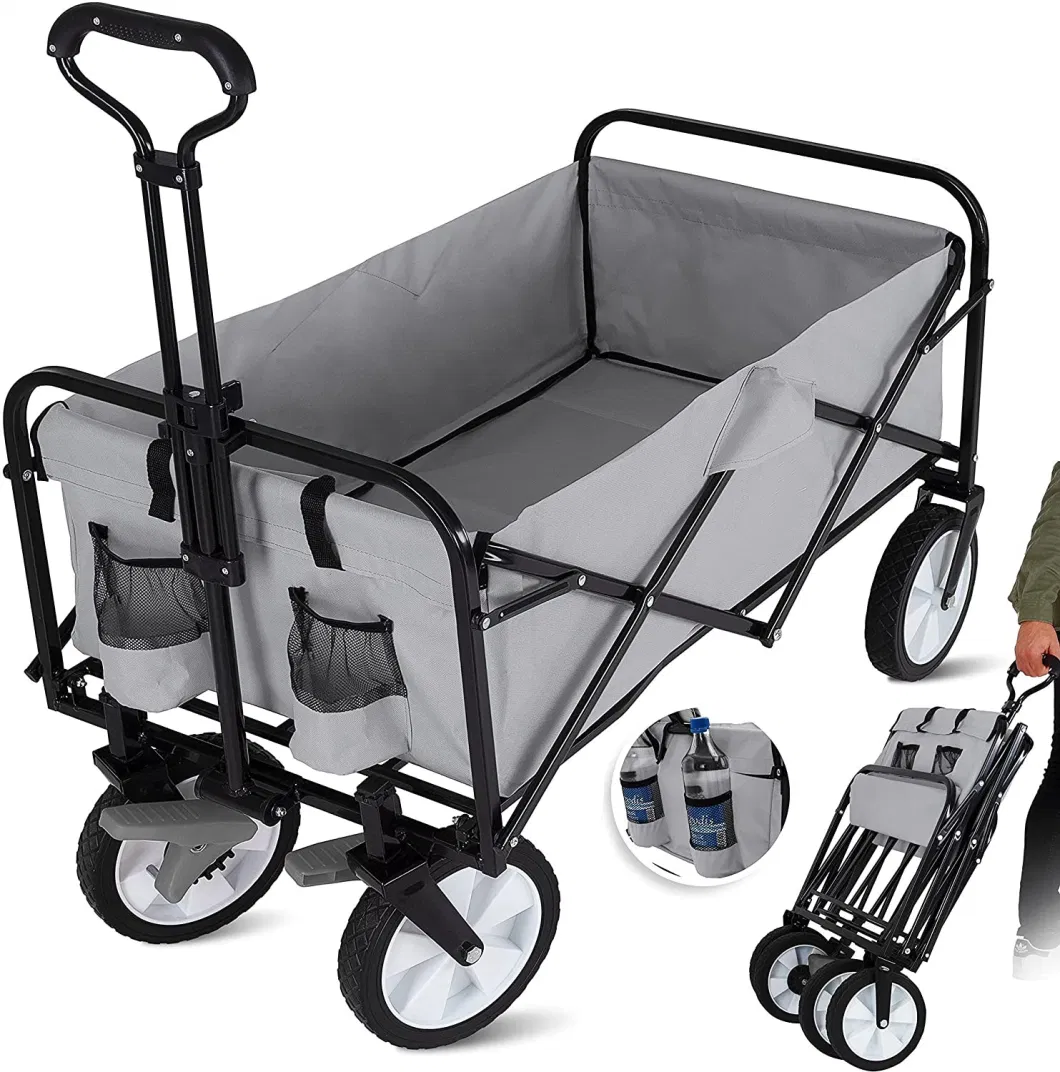 Heavy Duty Collapsible Steel Frame Folding Utility Garden Wagon Outdoor Cart