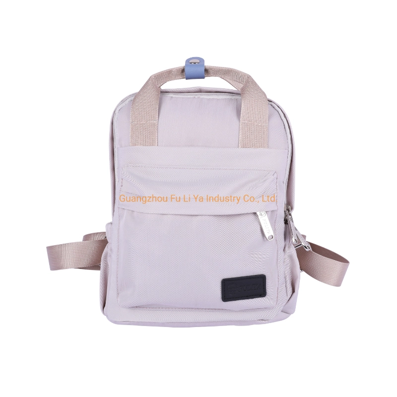 Nylon Water Resistant Stylish Beige Lightweight Bags Women Girls Waterproof Campus Backpack