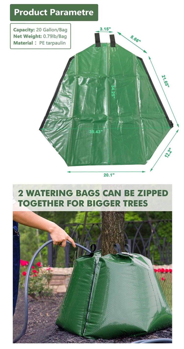 20 Gallon Slow Release Tree Watering Bags &amp; Rings, Drip Irrigation Bag for Newly Planted or Established Trees