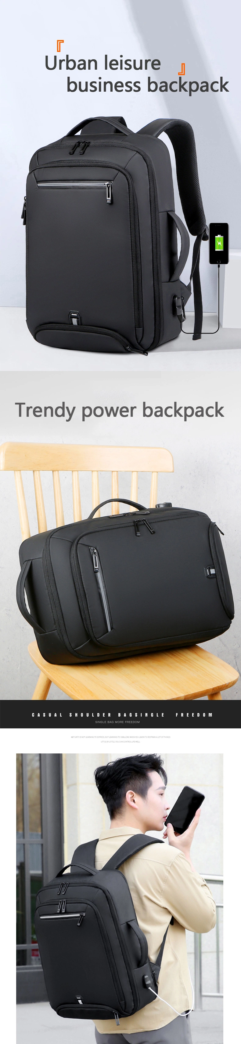 New Men&prime;s Multi-Functional Waterproof Backpack Large Capacity Business Backpack Leisure Travel Bag