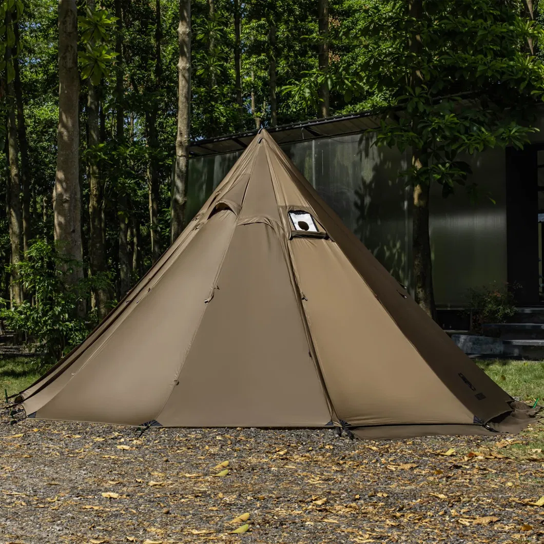Cotton Canvas Camping Pyramid Tent for 4/8/10/12 Person Family Camping Outdoor Hunting