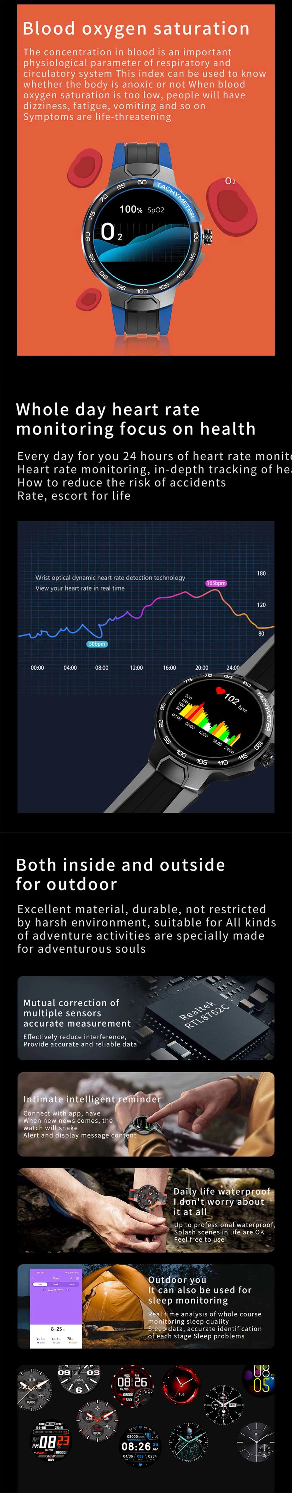 E15 Custom Logo Sports Reloj Inteligente Fitness Health Monitor Smartwatch