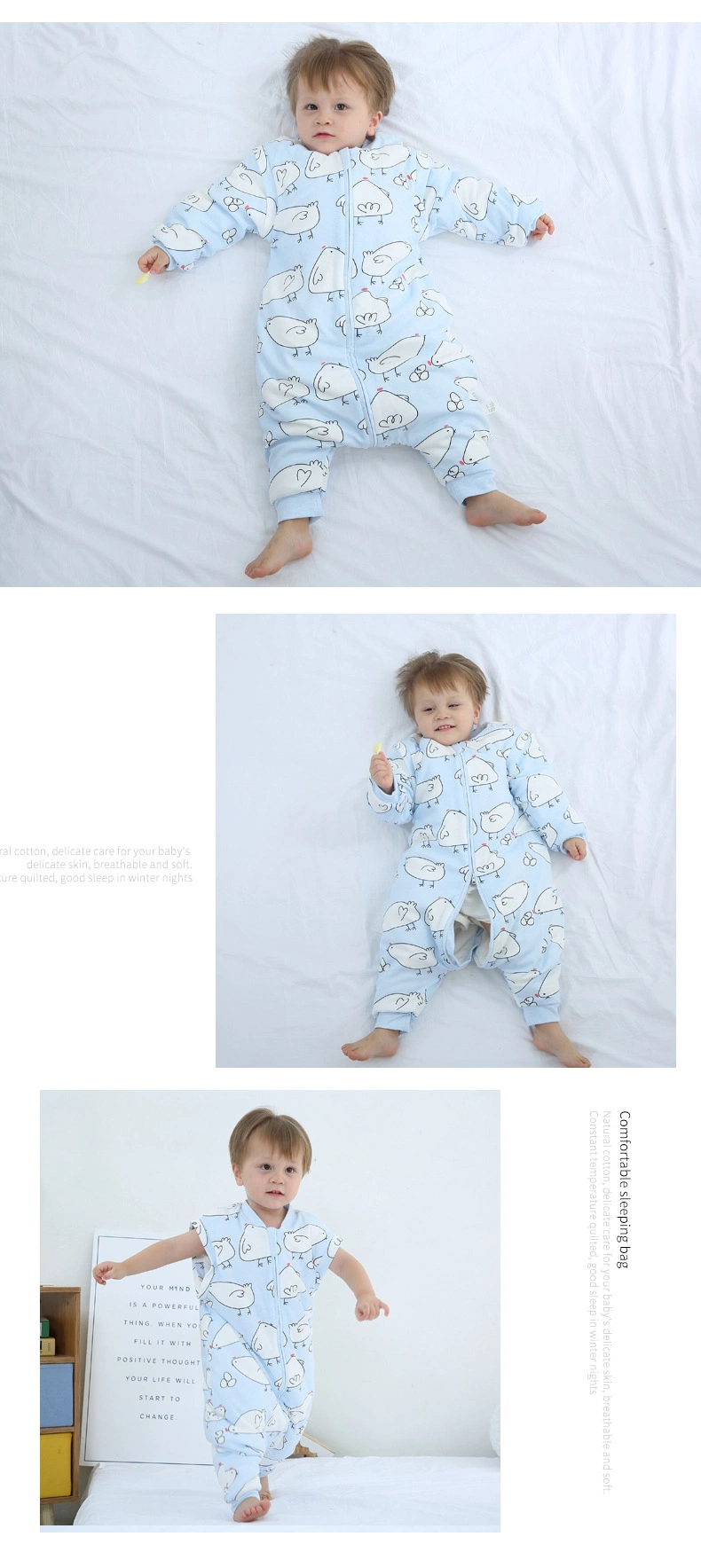 New Design Baby Clothes 100% Cotton Winter Wear Printing Long Sleeve Baby Sleeping Bag