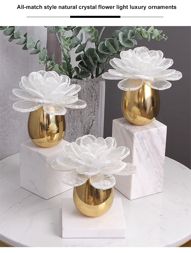 Light Luxury Decoration Natural Crystal Stone Flower Crafts Gift Dinning Table Accessories