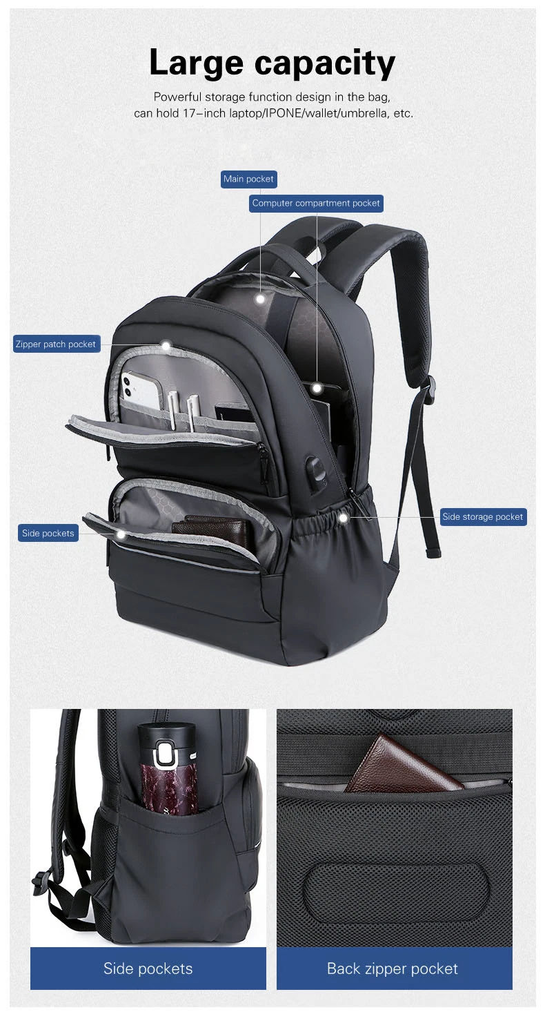 Sympathy Wholesale Big Capacity Customized Business Laptop Backpack Quality Backpack for Adults USB Travel Backpack