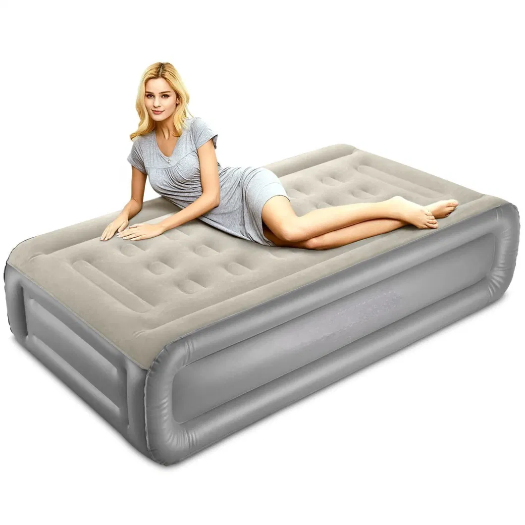 Enjoy Immediate Grey Twin Inflatable Raised Air Mattress Camping Bed