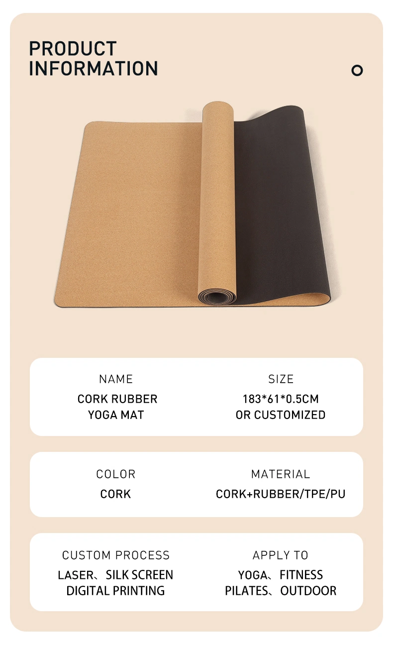 Shengde Wholesale High Quality Private Label Logo Non Slip Eco Cork Rubber Yoga Mat with Logo Print