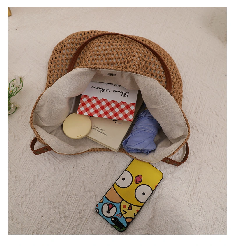 (WD3701) New Lazy Style Handheld Woven Bag with Cotton Line