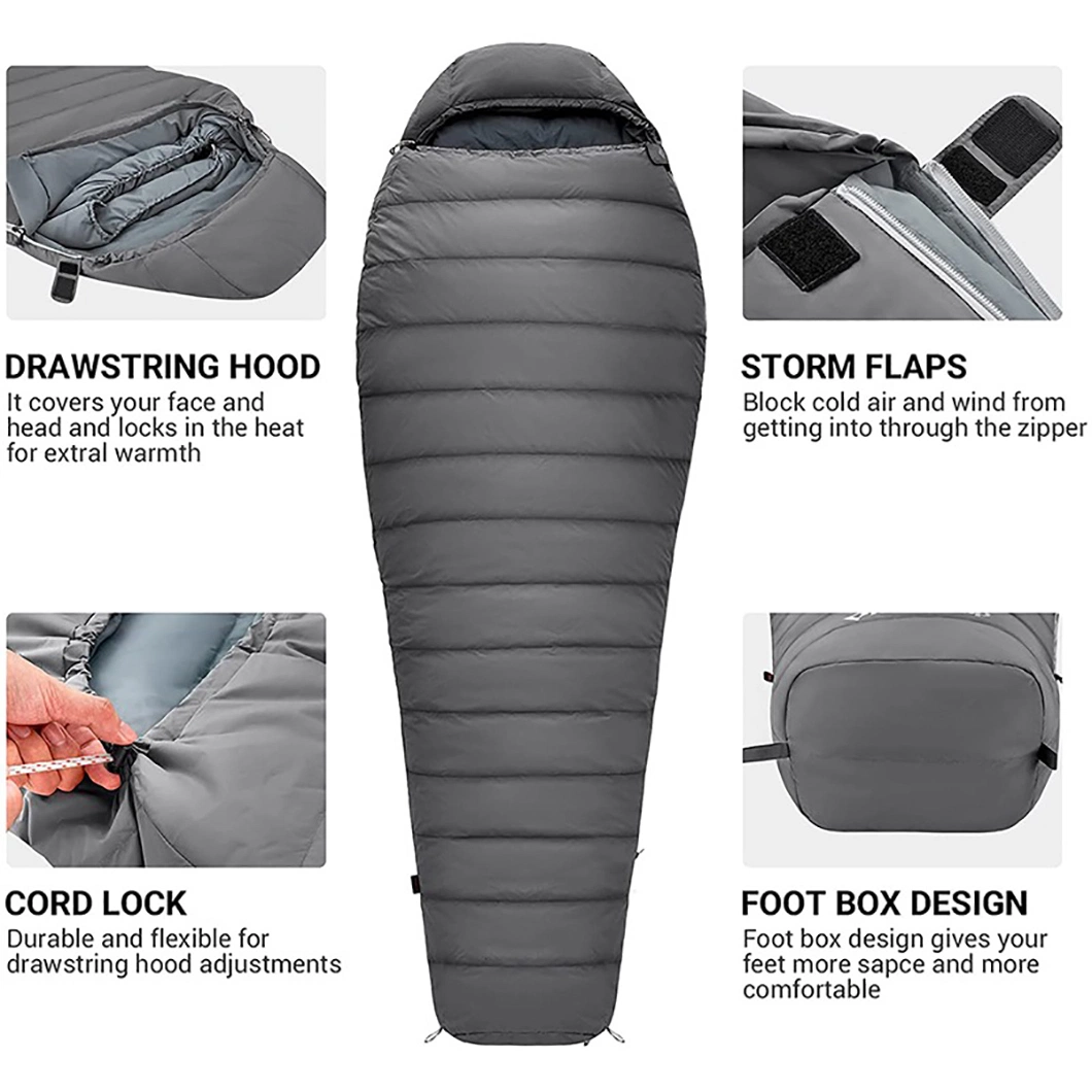 Customized Mommy Style Down Sleeping Bag Winter Thickened Outdoor Camping Cold Tent Travel Mummy Sleeping Bag