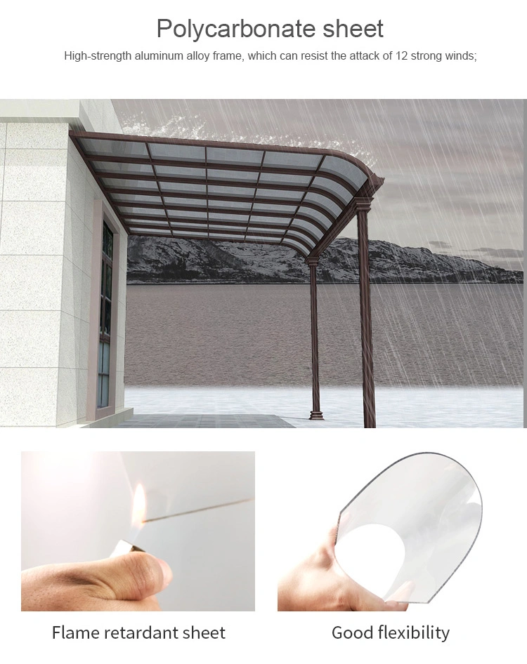 Wall Mounted Garden Outdoor Pergola Patio Cover Polycarbonate Awning Aluminum Canopy