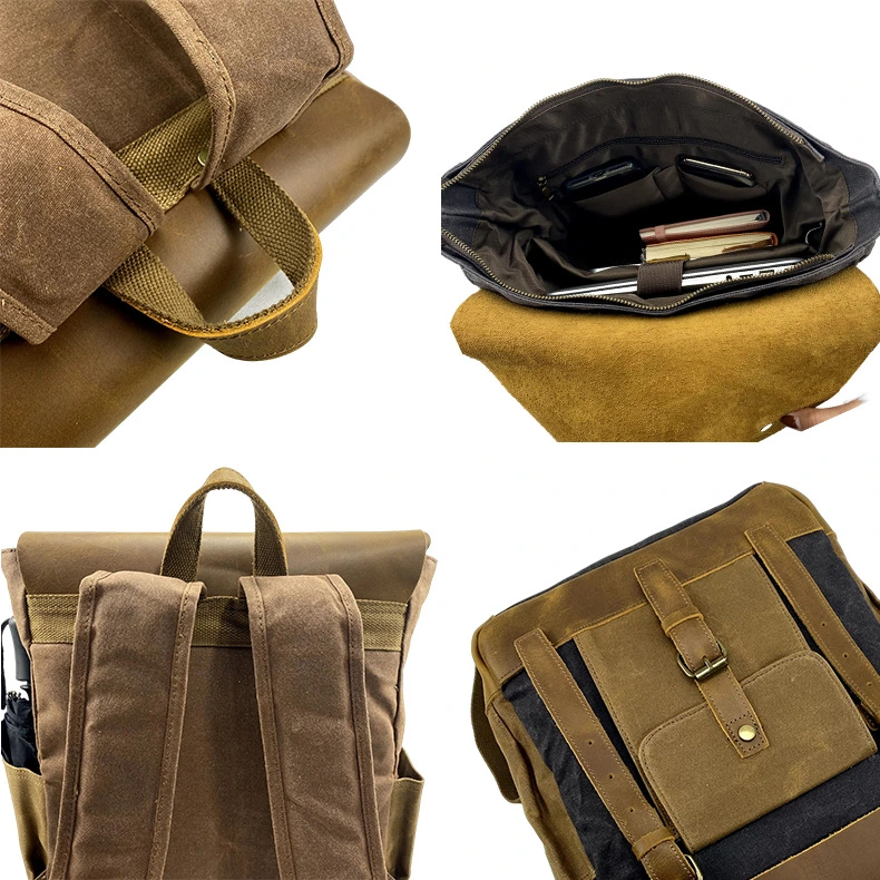 Spot Waterproof Oil-Waxed Canvas Retro Casual High-Quality Multi-Functional Computer Backpack
