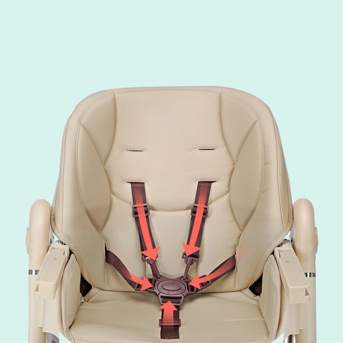 One Button Folding Baby Feeding Chair Leather Cushion Kids Dining Chair