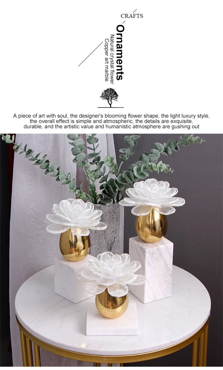 Light Luxury Decoration Natural Crystal Stone Flower Crafts Gift Dinning Table Accessories