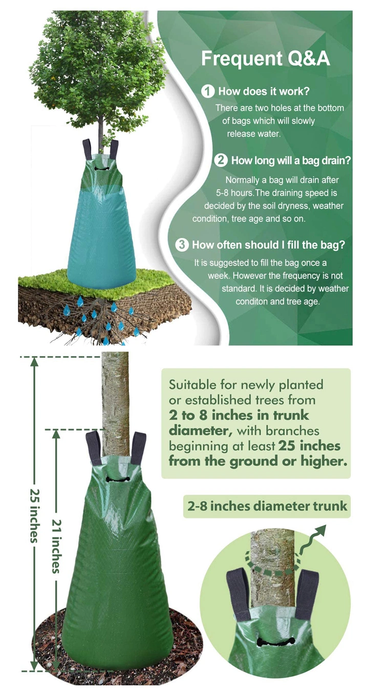 20 Gallon Slow Release Tree Watering Bags &amp; Rings, Drip Irrigation Bag for Newly Planted or Established Trees