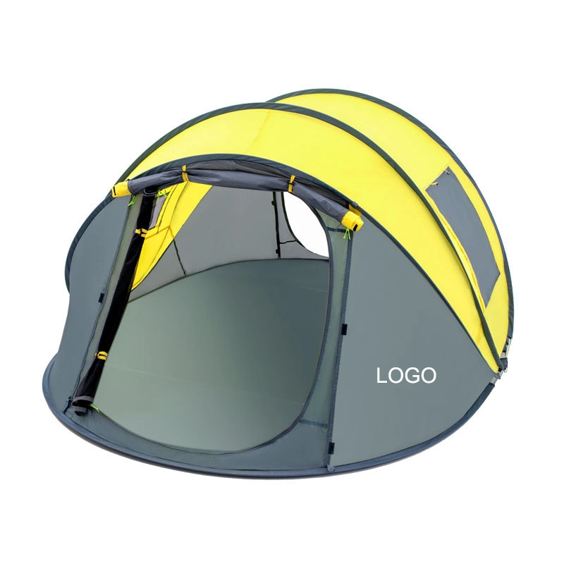 Waterproof 2-4 People Yellow Pop up Automatic Camping Tent for Men/Women/Family with Logo Print