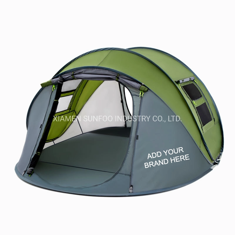 Waterproof 2-4 People Yellow Pop up Automatic Camping Tent for Men/Women/Family with Logo Print