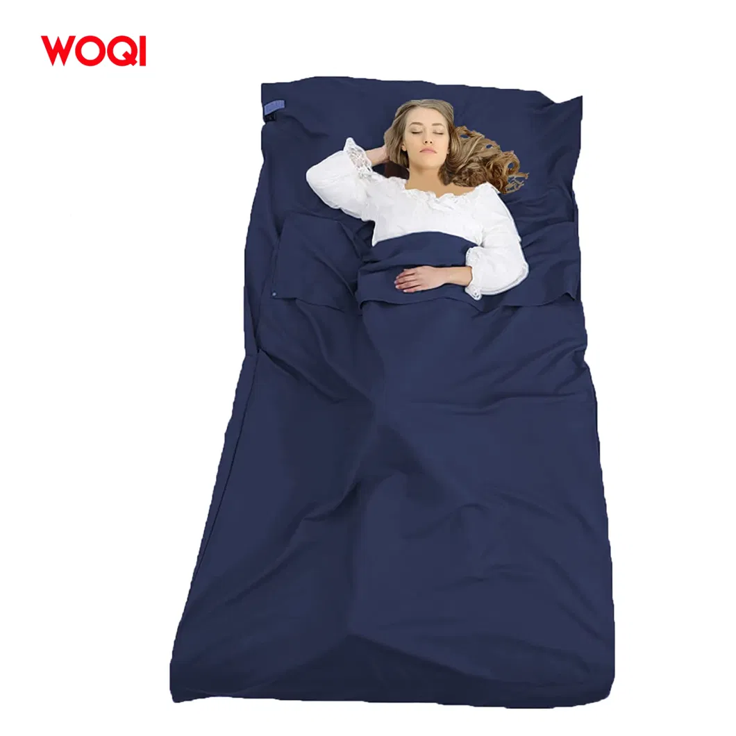 Woqi Custom Logo Adult Lightweight Warm Weather Sleeping Bag Liner with Zipper