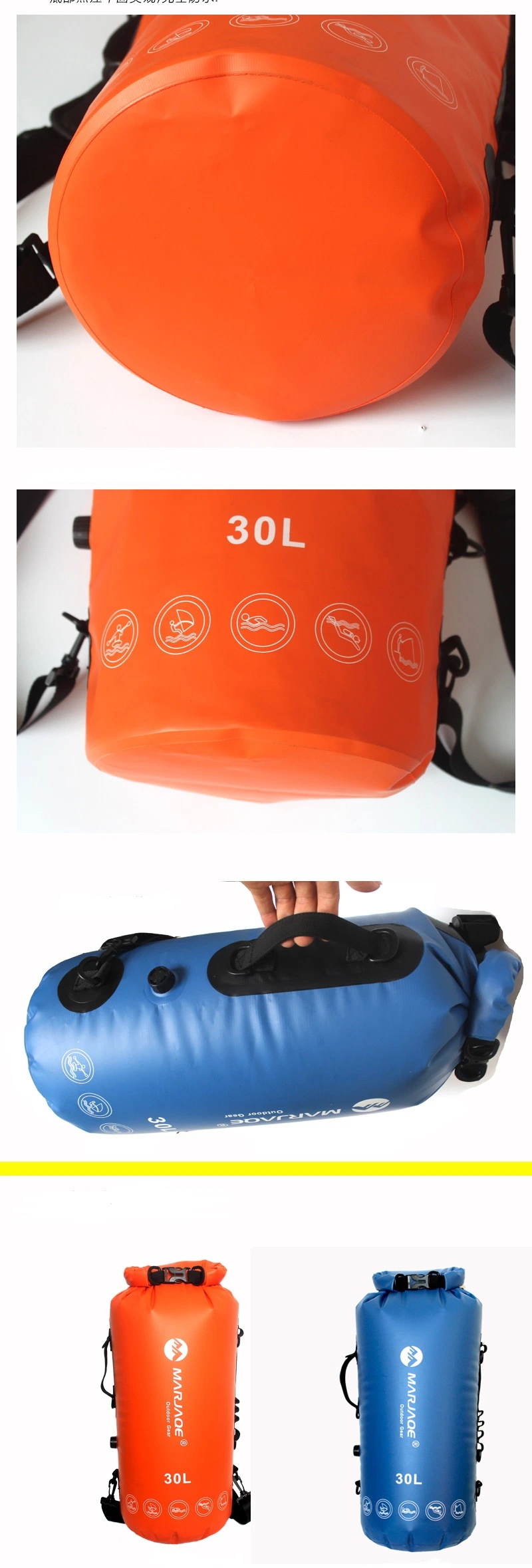 30L Roll Top Stuff Sack Waterproof Dry Bag Backpack for Men Women