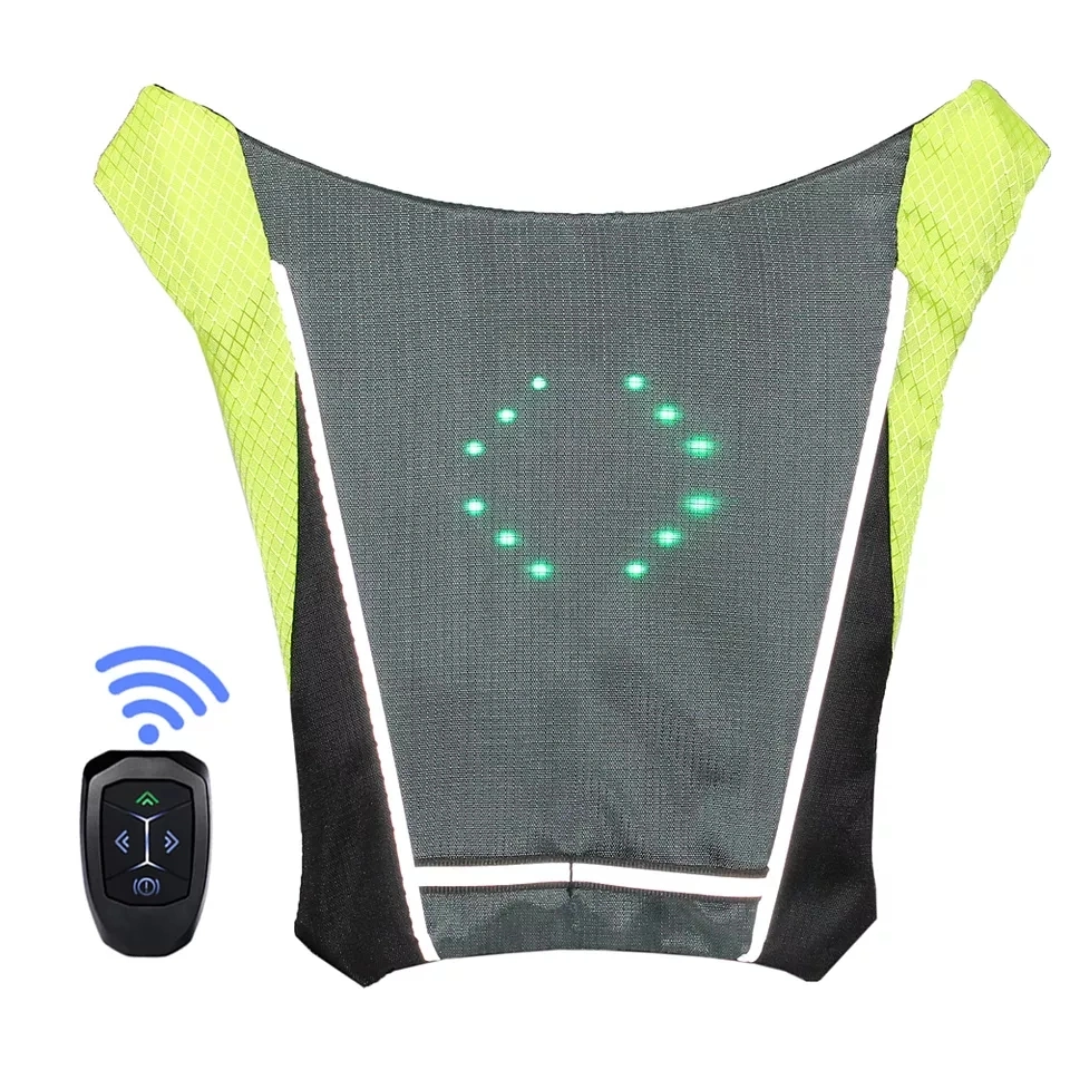 Waterproof Hydration Bag Bicycle Pack LED Light Safety Turn Indicator Turn Signal Lights Flashing Backpack for Running Cycling