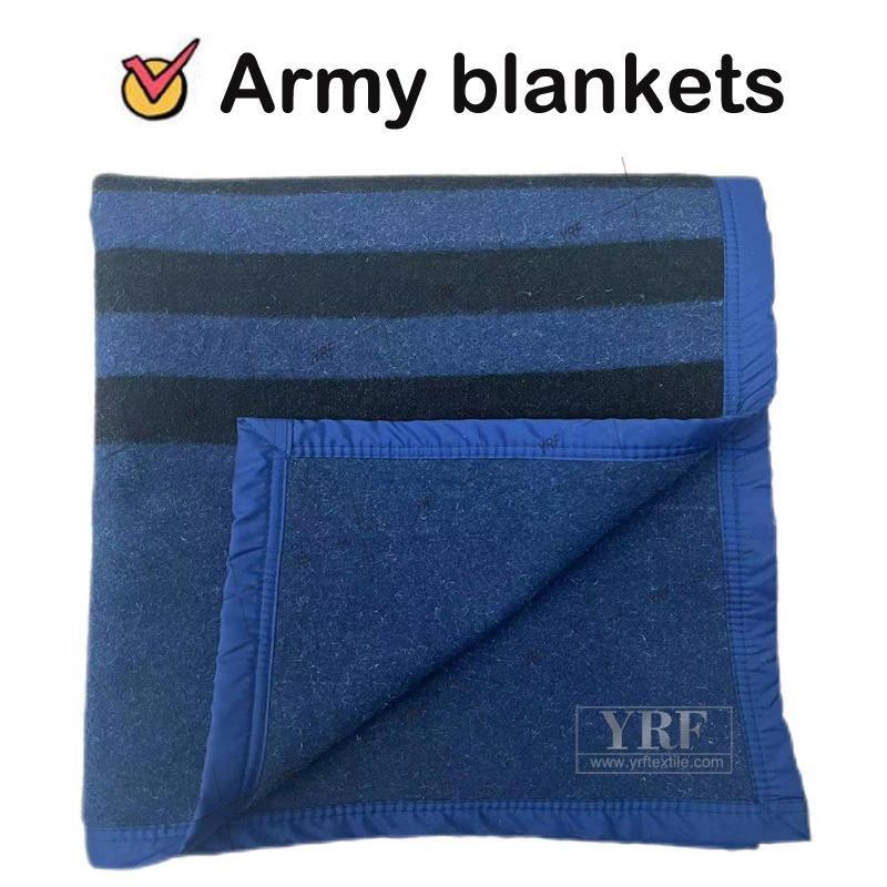 Military Style Blanket 50% Wool Grey Blue Camp Blanket Waterproof Fireproof Logo 600g 150X200cm Emergency Relief Shelter Isolation Thermal Blanket