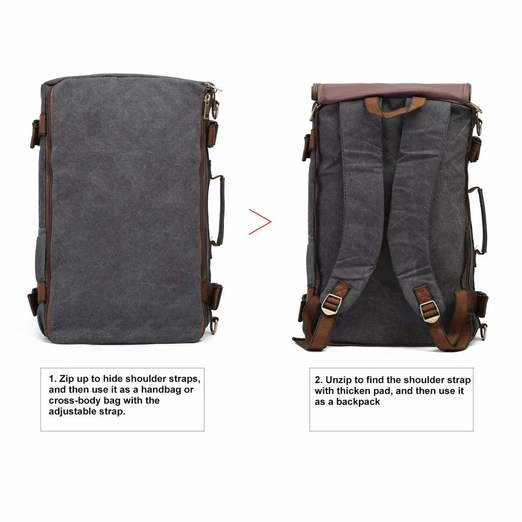Waterproof Unisex Casual Canvas Travel Duffel Bag Hiking Backpack