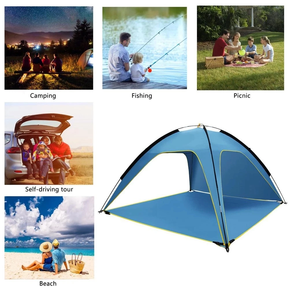 4 People Ultralight Beach Tent Sun Shelter Large Outdoor Folding Awning Tenda Wind-Resistant Anti-UV Camping Shade