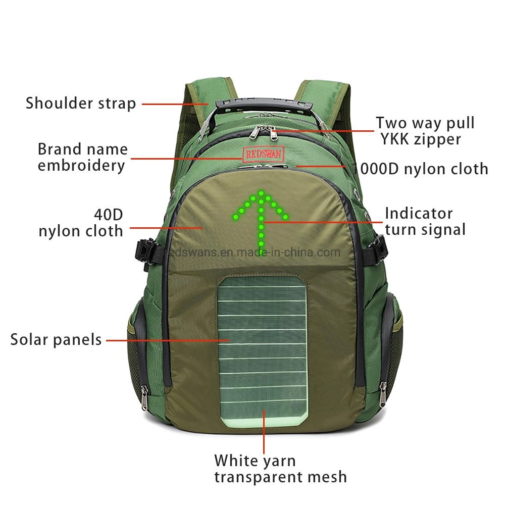 Preferred 5W Solar Backpack with USB Charger Backpack, School Backpack, Voltaic Backpack with LED Light RS-190203-5