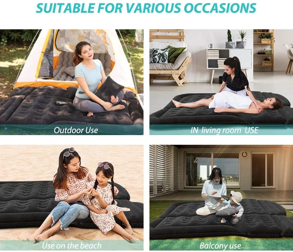 Car Inflatable Mattress with Pump, Portable SUV Air Bed for Camping, Home, Travel, Hiking, Full Size Blow up Sleeping Pad