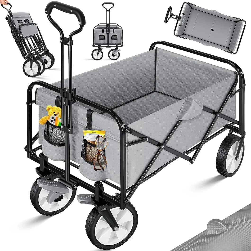 Heavy Duty Collapsible Steel Frame Folding Utility Garden Wagon Outdoor Cart