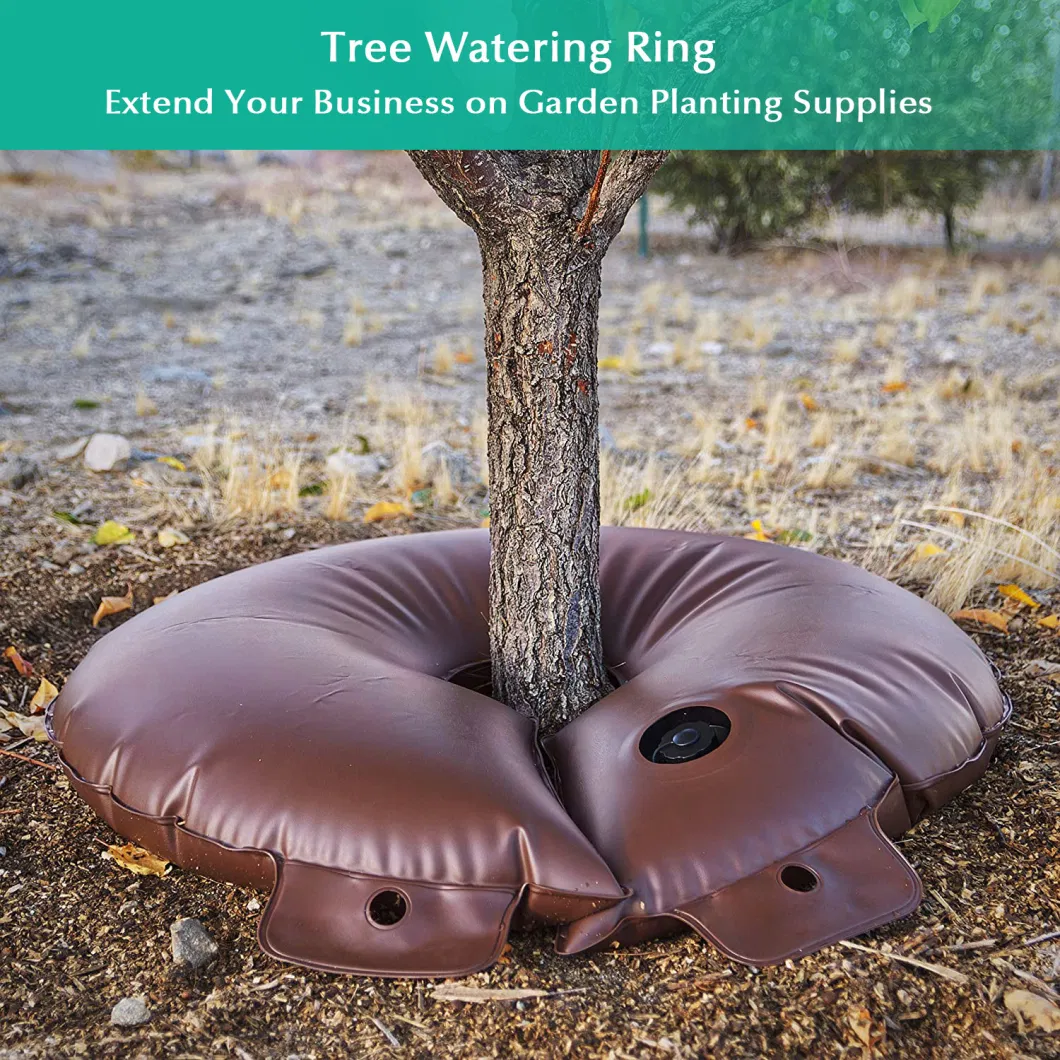 15 Gallon Slow Release Water Saving PVC Brown Tree Watering Ring for Plants Shrubs Drip Irrigation