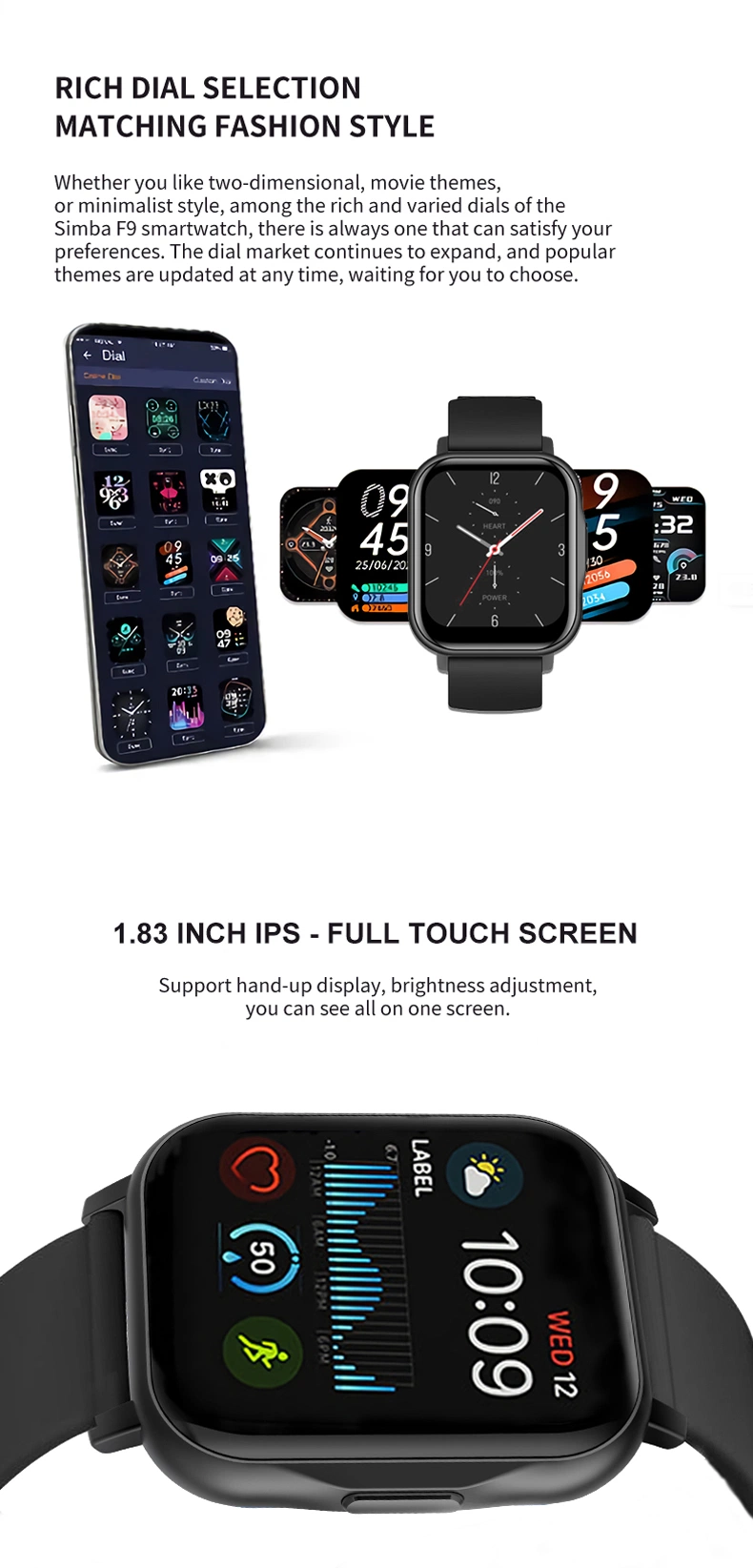 Simba 356 * 400 Resolution HD Display Smartwatch Heart Rate Blood Oxygen Bluetooth Call Fitness Tracker Health
