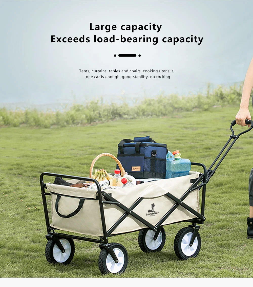 Hand Cart for Travel Transport Camping Outdoor Folding Extendable Handle Foldable Folding Wagon with Brakes