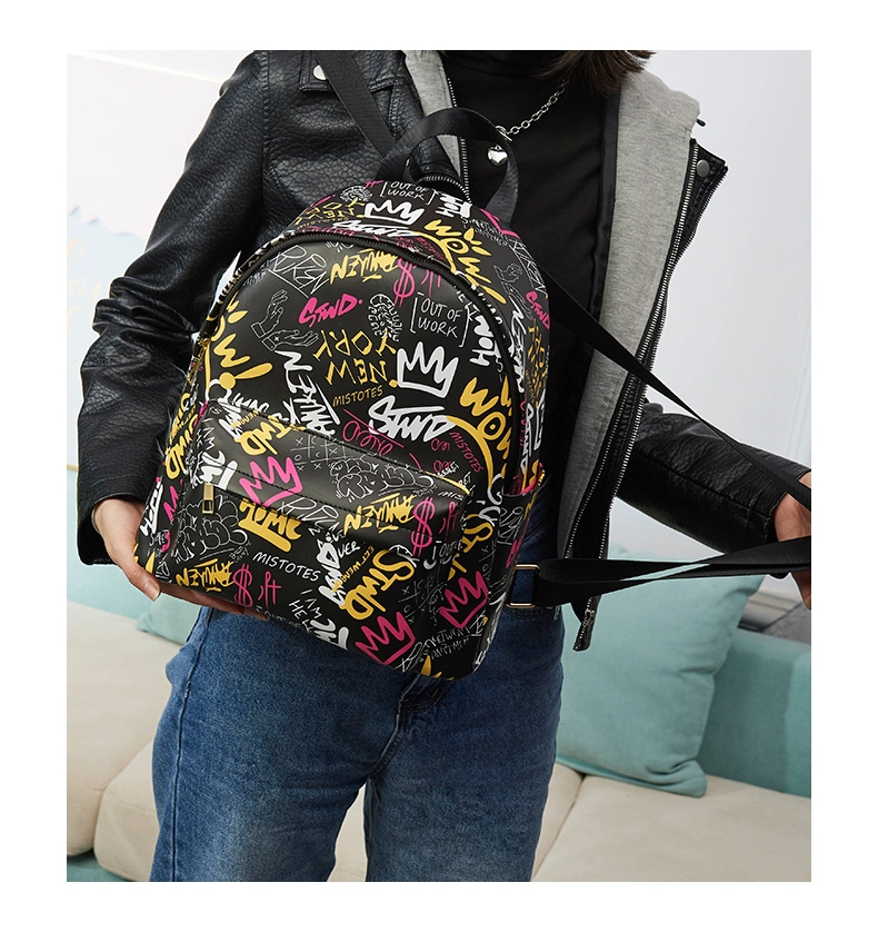 Women Handbag Water Resistant Backpack Outdoor Travel Backpacks Unisex School College Students Fashion PU Leather Printing Backpack